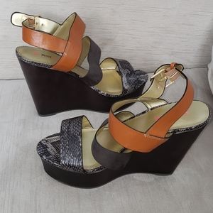 New JustFab Brown Platform Napa Wedges-Size 10